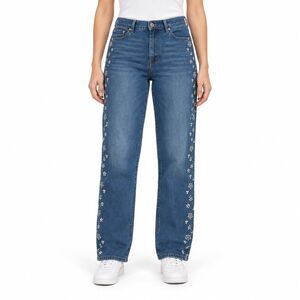Camila Coelho Jeans US 12 Blue Rhinestone Floral Embellished Side Seam